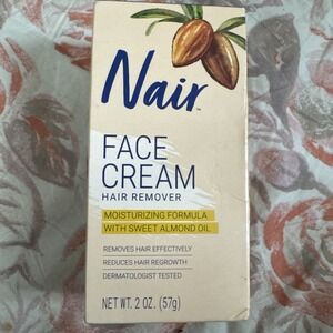 Nair Hair Remover Moisturizing Face Cream, with Sweet Almond Oil, 2OZ